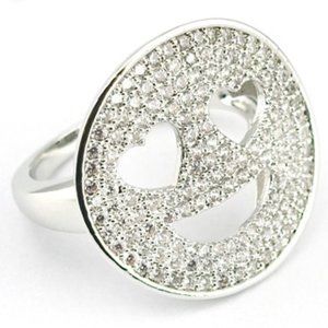 EMOJI, SMILE FACE WITH HEART EYES, ALL OVER SILVER